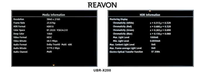 Reavon UBR-X200 Blu-ray Player Medieninformation
