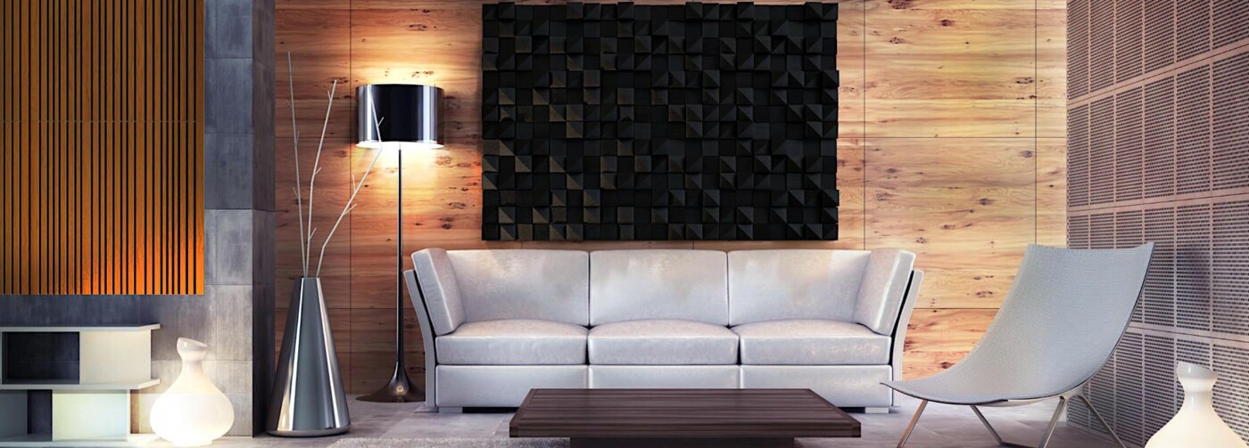 Wohnzimmer mit Raumakustik-Modulen